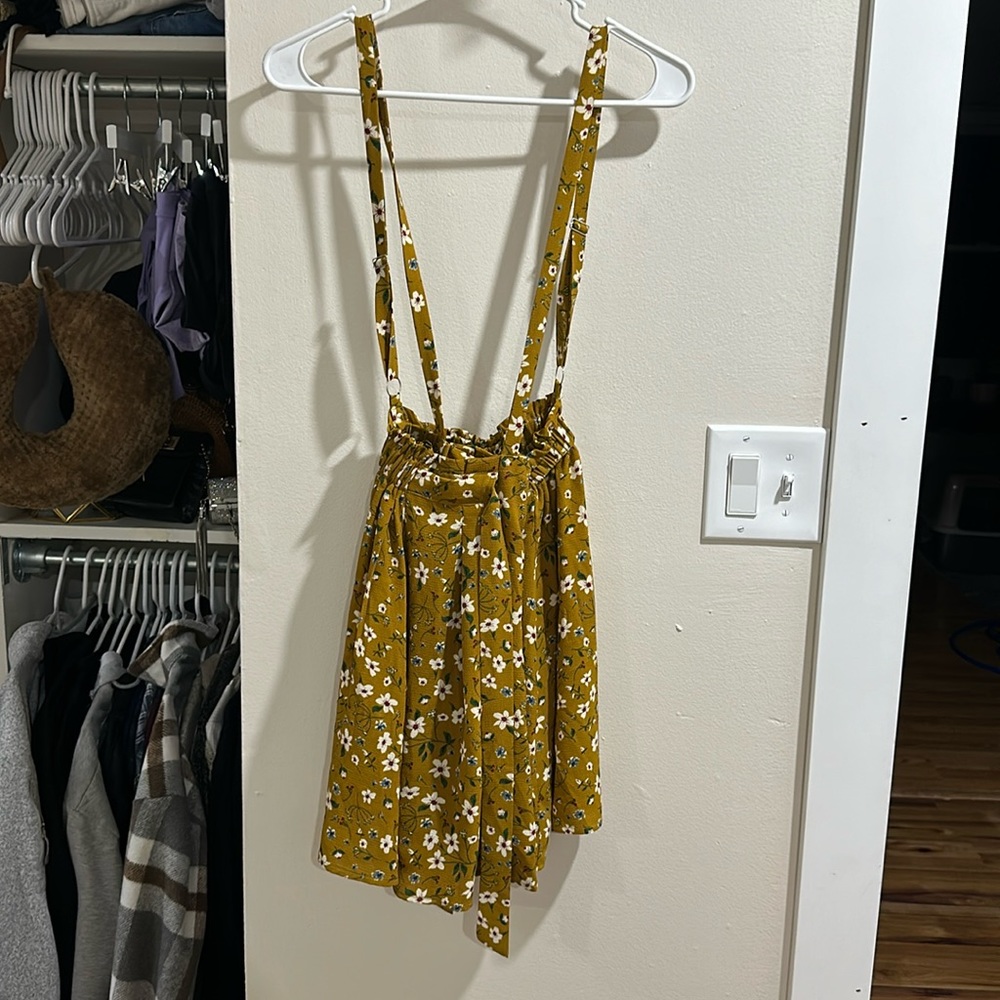 floral skirt with suspenders